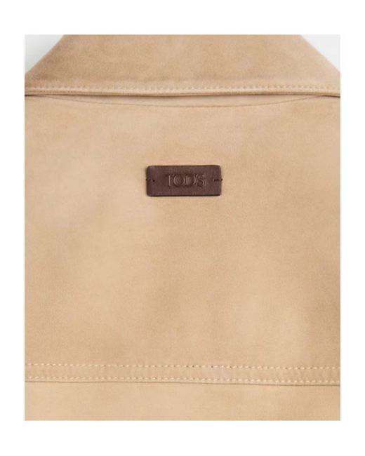 Tod's Natural Long-Sleeved Leather Jacket for men