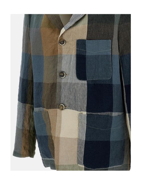 Barena Gray Single Breasted Checked Jacket for men