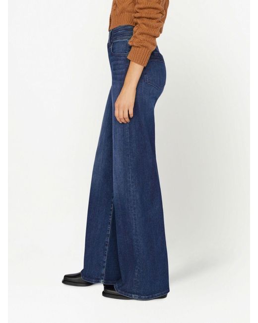 FRAME Blue High-Waisted Wide-Leg Jeans