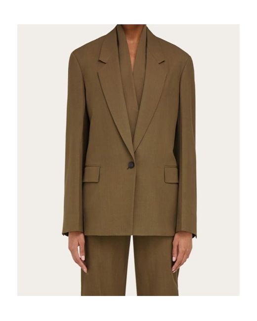 Ferragamo Green Notched-Lapel Blazer
