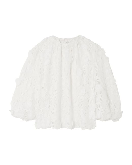 Zimmermann White Patience Floral Blouse