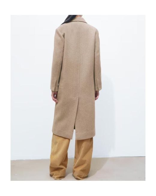 Tory Burch Natural Double Breasted Wool Coat