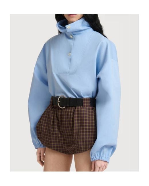 Marni Blue High-Neck Drawstring Top