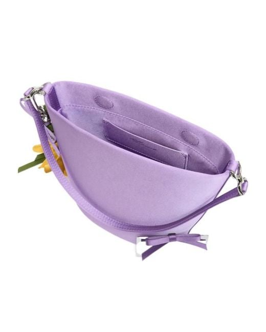 Self-Portrait Purple Lilac Satin Bucket Bag