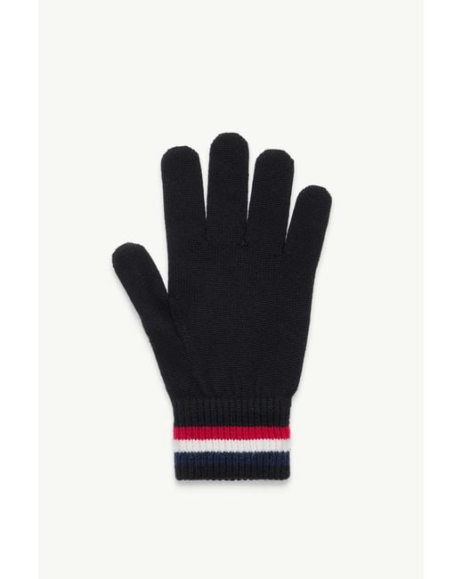 Moncler Black Logo Patch Knitted Gloves for men