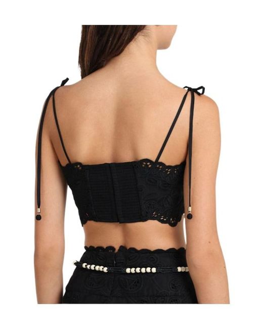 Zimmermann Black Rhiannon Embroidered Top