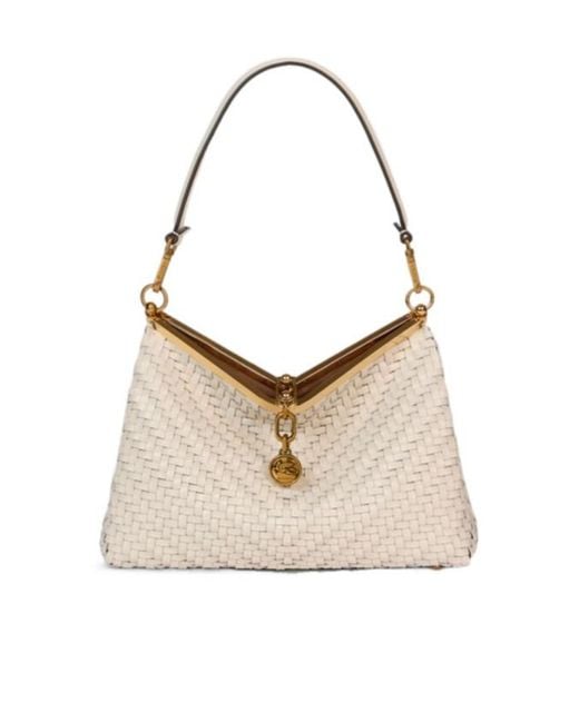 Etro Natural Vela Braided Shoulder Bag