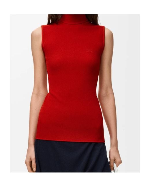 Loewe Red High-Neck Sleeveless Top