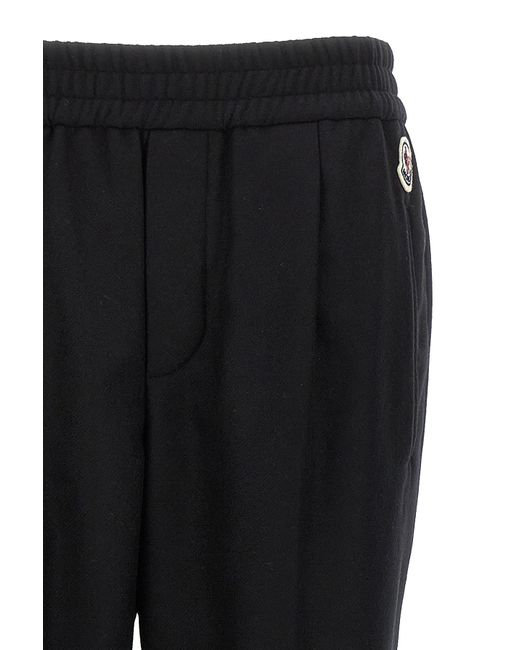 Moncler Black Logo Patch Elastic Waist Pants