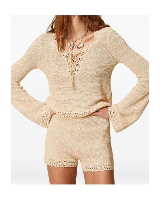 Twinset Natural Knitted Shorts