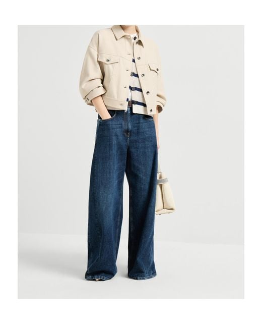 Brunello Cucinelli Natural Wool-Blend Denim Jacket