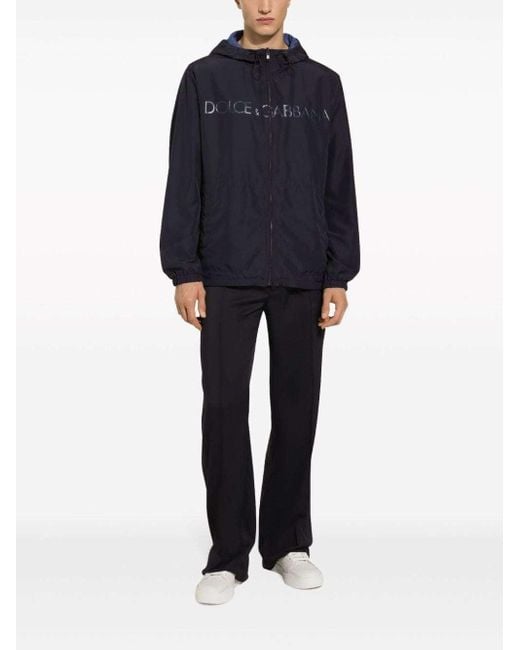 Dolce & Gabbana Blue Logo Reversible Windbreaker Jacket for men