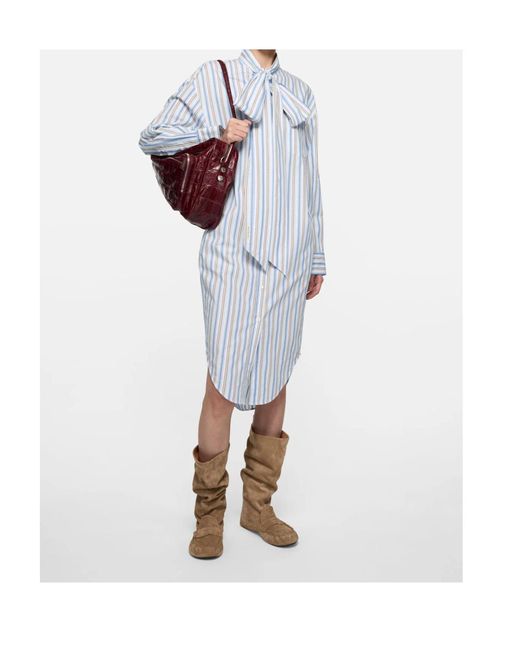 Acne Blue Striped Shirt Dress