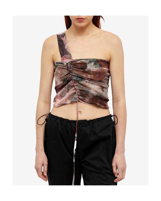 Balmain Brown One-Shoulder Pattern Vest