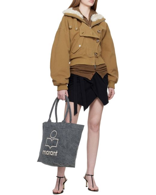 Isabel Marant Black Yenky Logo Embroidered Tote Bag