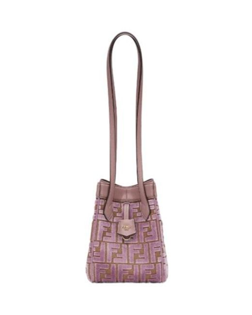 Fendi Pink Origami Monogrammed Mini Bucket Bag