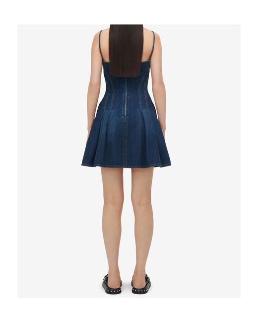 McQueen Blue Flared Denim Dress