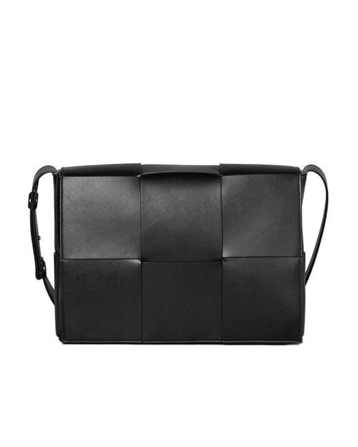 Bottega Veneta Black Intreciato Arco Large Crossbody Bag for men