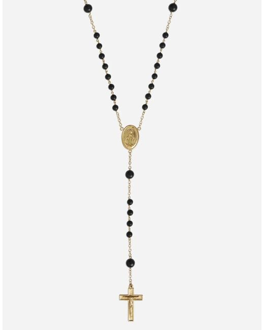 Dolce & Gabbana White 18Kt Sapphire Rosary Necklace for men