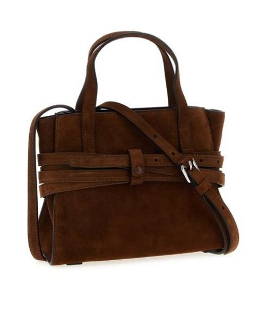 Moschino Brown Tie Me Belt-Detail Suede Tote Bag