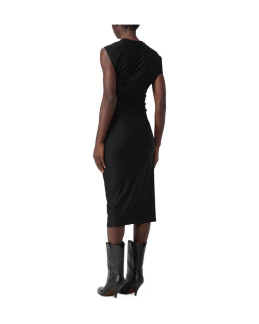 Rabanne Black Pleated Mid-Length Dress