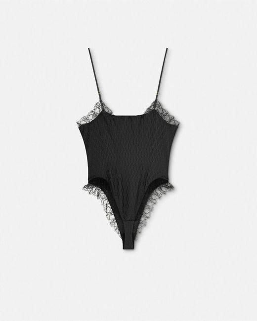 Versace Black Lace-Detailed Bodysuit