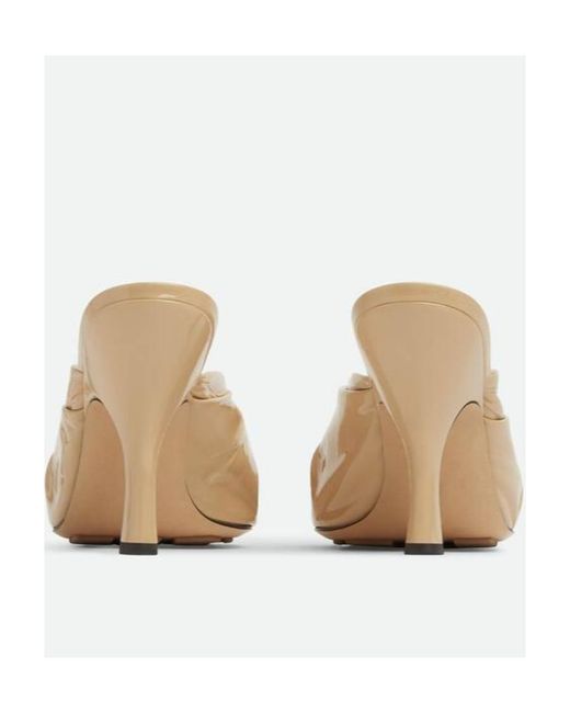 Bottega Veneta Natural Lacquered Leather High-Heeled Muller Shoes