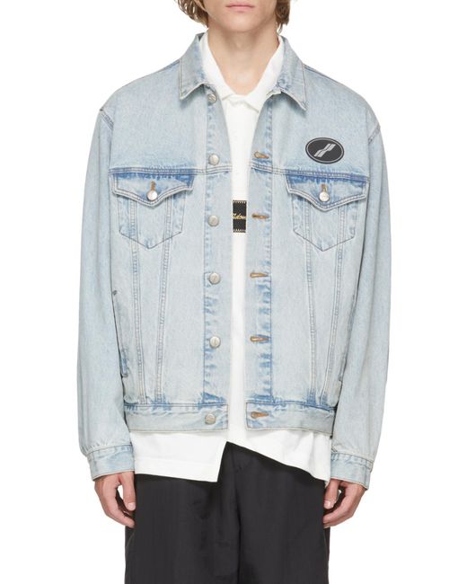we11done Blue Logo-Patch Denim Jacket for men