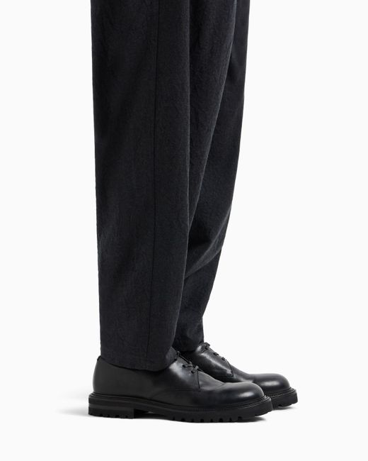 Giorgio Armani Black Logo Embossed Lace-Up Shoes for men