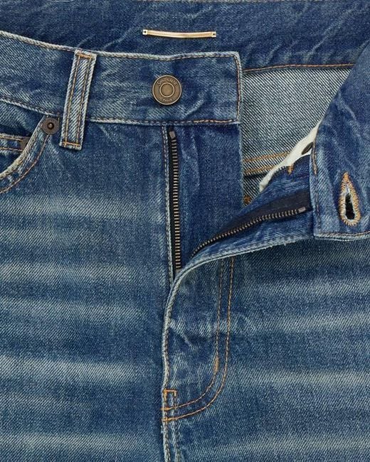 Saint Laurent Blue Clyde High-Rise Straight Jeans