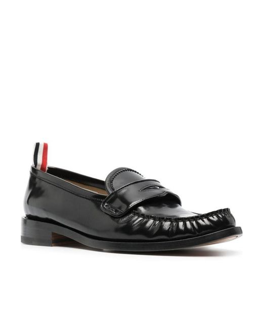Thom Browne Black Almond Toe Penny-Slot Loafers for men