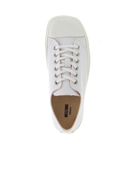 Moschino White Edge Lace-Up Sneakers for men