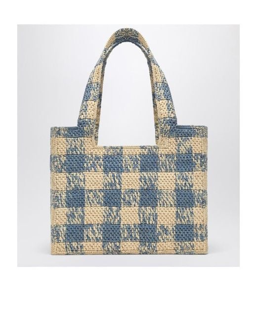 Loewe Blue Font Medium Checked Tote Bag