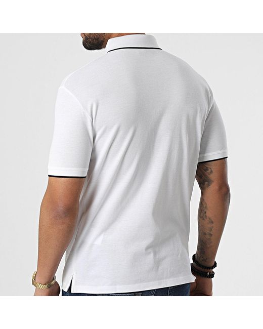 Emporio Armani White Logo Short-Sleeved Polo Shirt for men