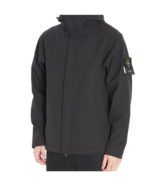 Stone Island Blue Logo Patch Hooded Parka for men