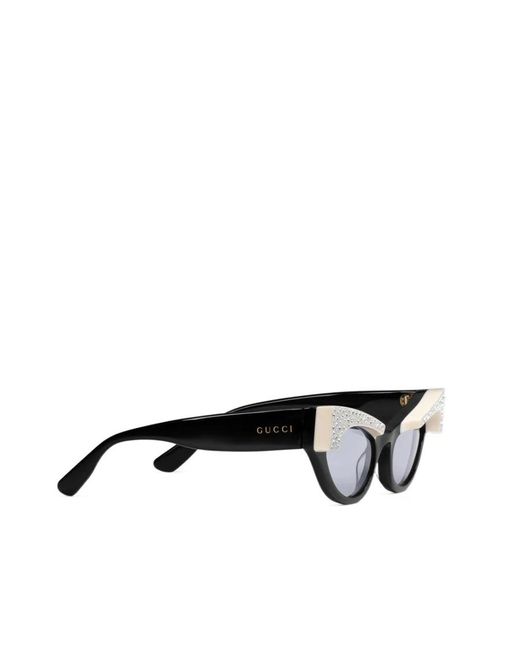 Gucci White Eyewear Cat-Eye Frame Sunglasses