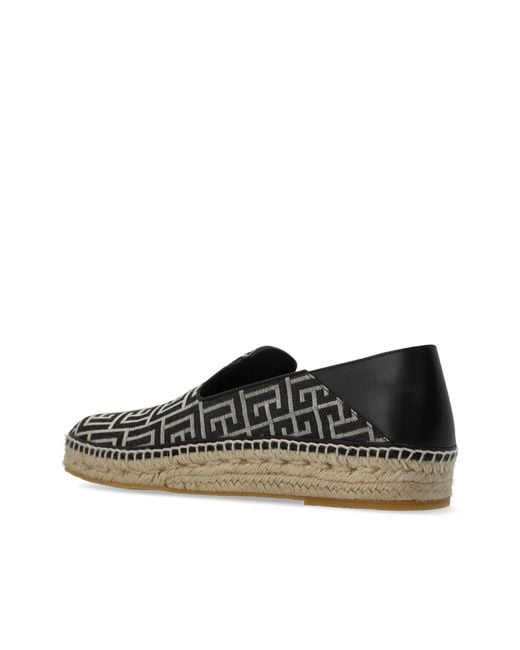 Balmain Black Monogram Slip-On Espadrilles for men