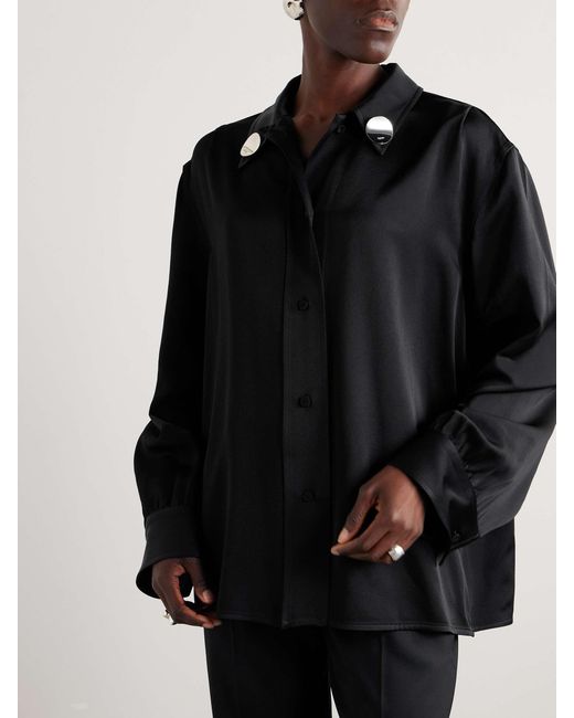 Jil Sander Black Long-Sleeved Satin Shirt