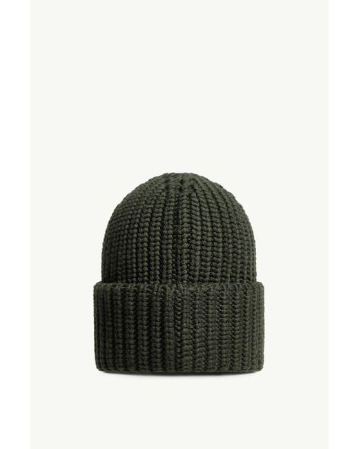 Moncler Green Logo Wool Beanie for men