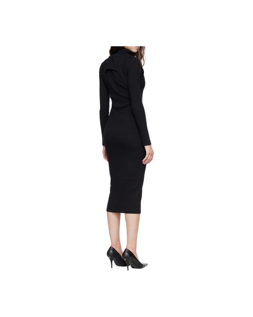 Off-White c/o Virgil Abloh Black Off Stamp Long-Sleeve Ribbed Dress