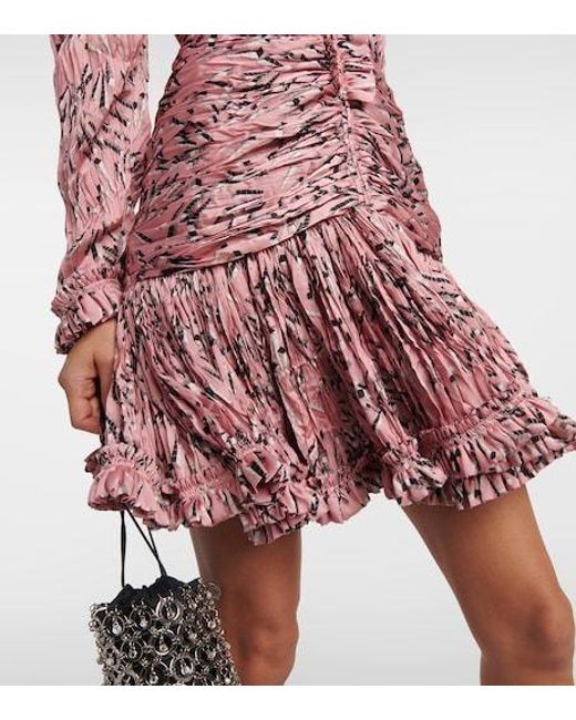 Rabanne Pink Printed Ruched Minidress