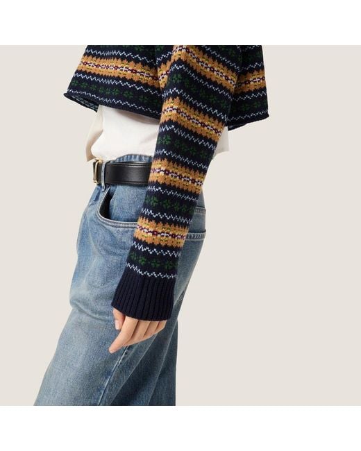 Miu Miu Black V-Neck Cropped Jumper