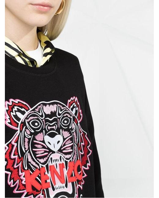 KENZO Black Logo Embroidered Mini Dress