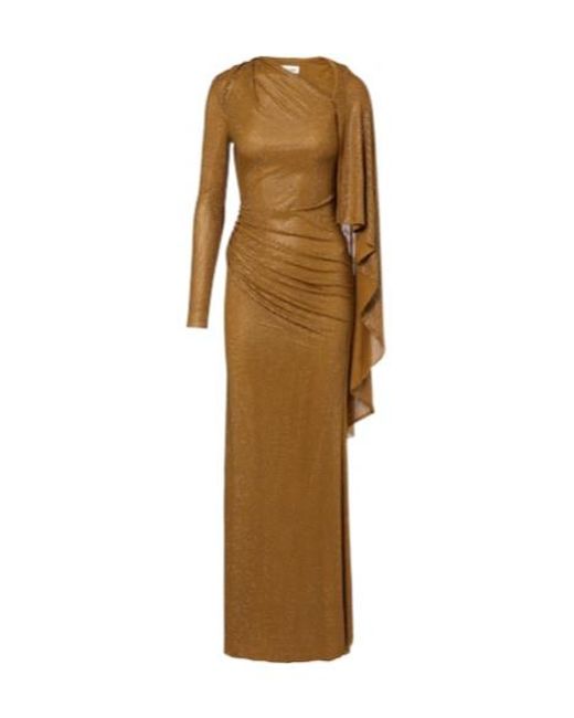 Self-Portrait Natural Draped Embellished Mesh Gown