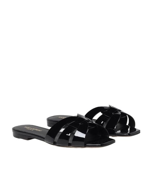 Saint Laurent Black Logo Detail Sandals