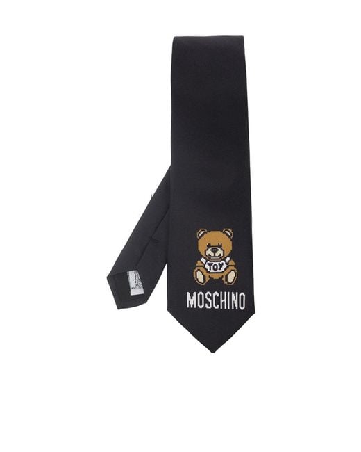 Moschino Black Logo Details Tie for men