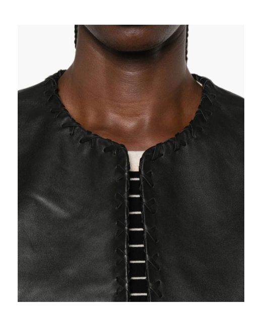 Rohe Black Crew Neck Leather Jacket