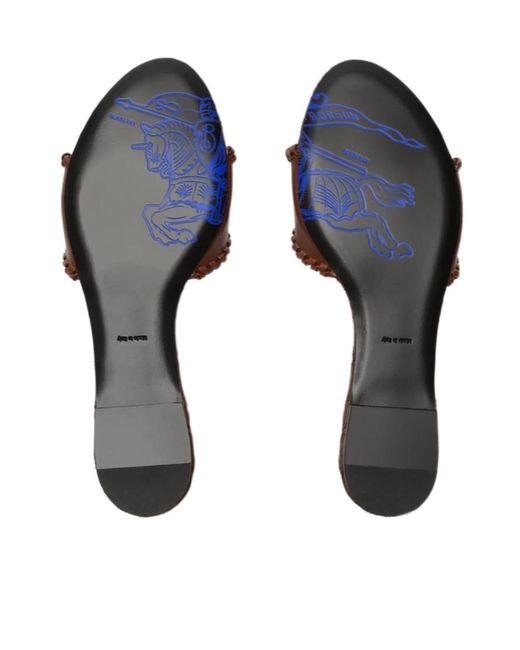 Burberry Brown Knight Stamp Crest Slides