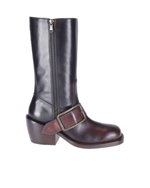 Dries Van Noten Brown Buckle Detailed Zipped Boots