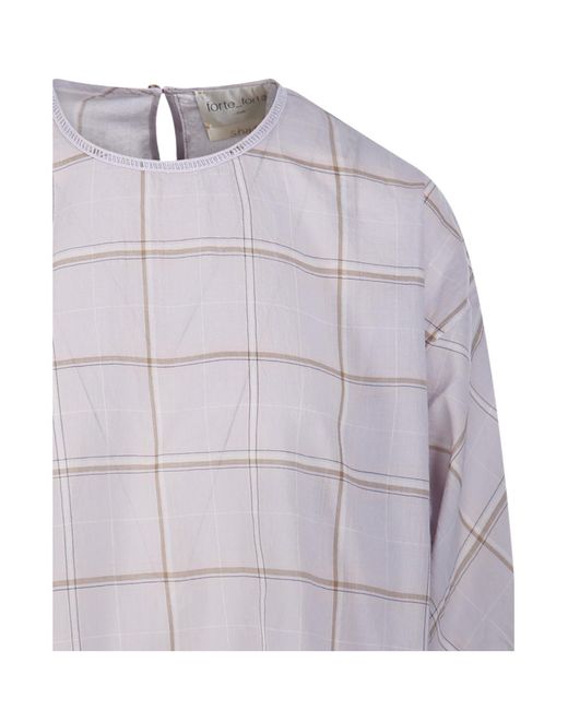 Forte_forte Gray Plaid-Pattern Blouse